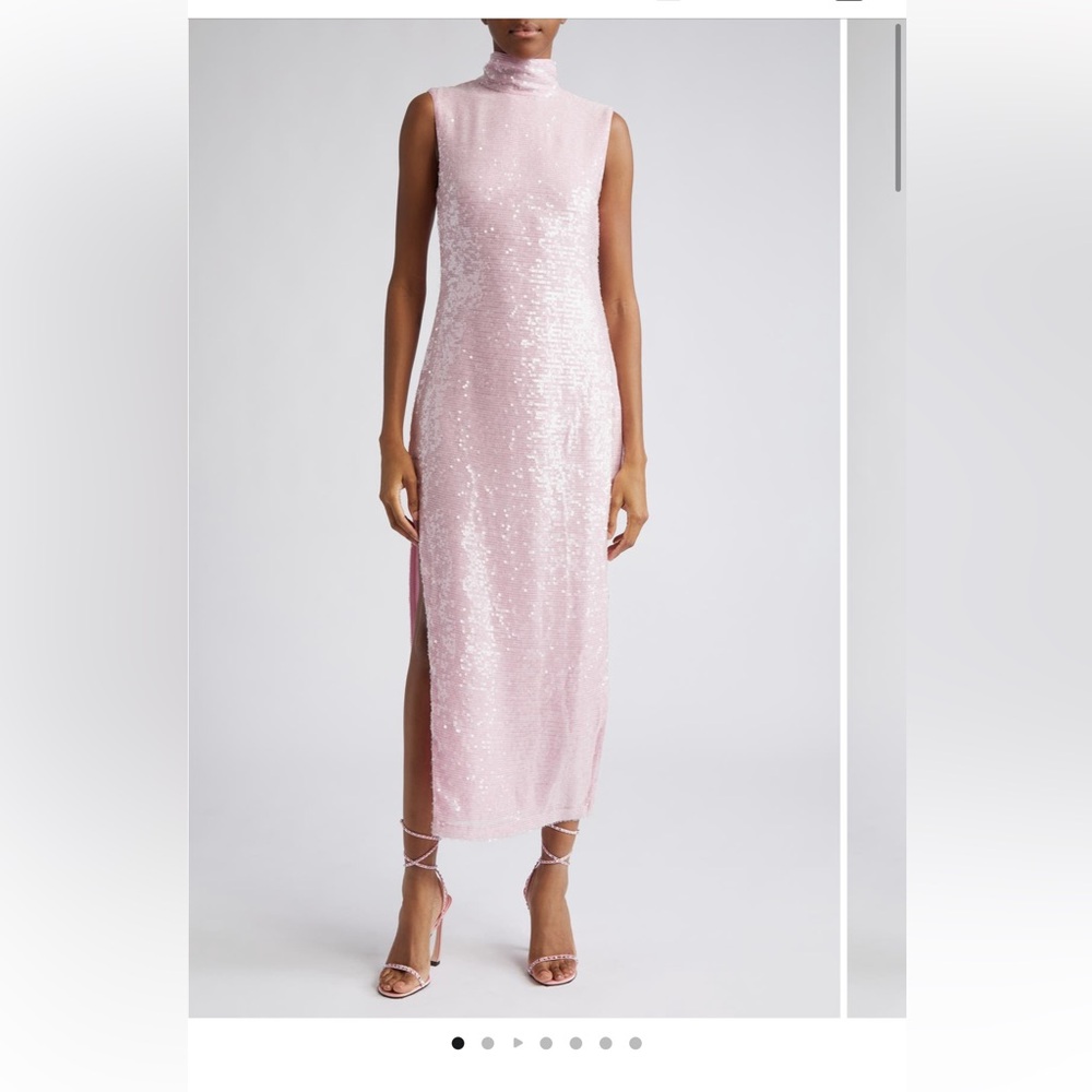 Chic Sleeveless Pink Sequin Midi Dress